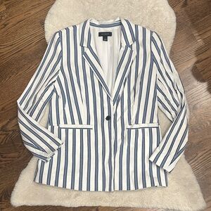 Halogen Navy and White Striped Blazer